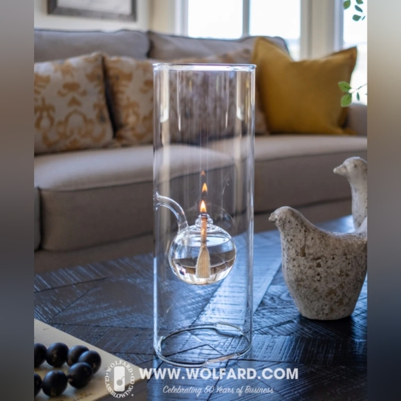 Vintage Wolfard Blown Glass Oil Lamp 9” tall from Plymouth Harlee Inc. - Picture 9 of 13